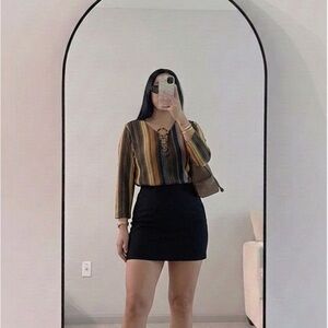 Tacera Striped Tunic with Tortoise Ring Detail